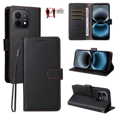 Litchi Texture RFID Blocking 3-Card Wallet Leather Phone Case, For Huawei nova 16 SE 5G, For Huawei nova 16, For Huawei Enjoy 90 Pro Max 5G, For Huawei Enjoy 90 / Enjoy 90 Plus 5G, For Huawei Enjoy 80 Plus, For Huawei nova 15 Pro / nova 15 Ultra       ...