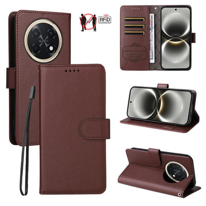 Litchi Texture RFID Blocking 3-Card Wallet Leather Phone Case, For Huawei nova 16 SE 5G, For Huawei nova 16, For Huawei Enjoy 90 Pro Max 5G, For Huawei Enjoy 90 / Enjoy 90 Plus 5G, For Huawei Enjoy 80 Plus, For Huawei nova 15 Pro / nova 15 Ultra       ...