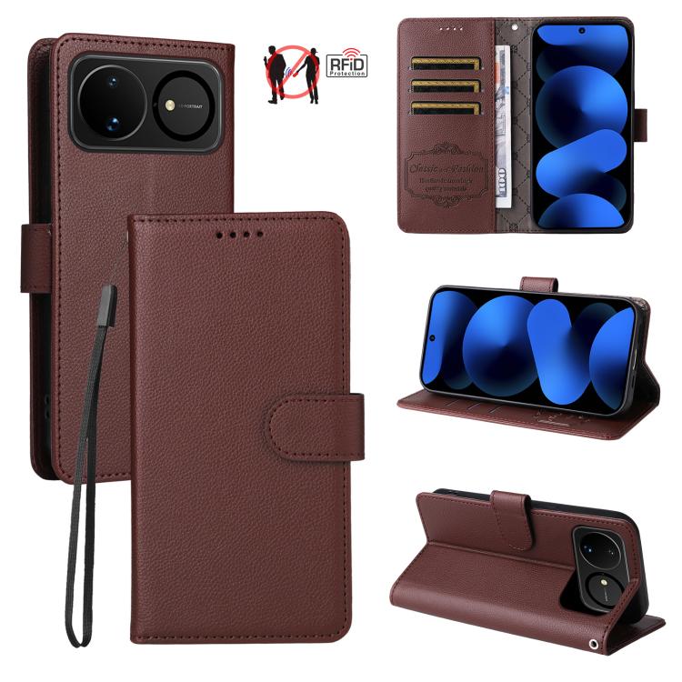 Litchi Texture RFID Blocking 3-Card Wallet Leather Phone Case, For Huawei nova 16 SE 5G, For Huawei nova 16, For Huawei Enjoy 90 Pro Max 5G, For Huawei Enjoy 90 / Enjoy 90 Plus 5G, For Huawei Enjoy 80 Plus, For Huawei nova 15 Pro / nova 15 Ultra       ...