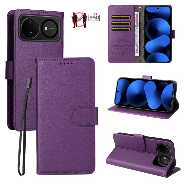 Litchi Texture RFID Blocking 3-Card Wallet Leather Phone Case, For Huawei nova 16 SE 5G, For Huawei nova 16, For Huawei Enjoy 90 Pro Max 5G, For Huawei Enjoy 90 / Enjoy 90 Plus 5G, For Huawei Enjoy 80 Plus, For Huawei nova 15 Pro / nova 15 Ultra       ...