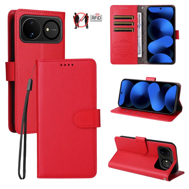 Litchi Texture RFID Blocking 3-Card Wallet Leather Phone Case, For Huawei nova 16 SE 5G, For Huawei nova 16, For Huawei Enjoy 90 Pro Max 5G, For Huawei Enjoy 90 / Enjoy 90 Plus 5G, For Huawei Enjoy 80 Plus, For Huawei nova 15 Pro / nova 15 Ultra       ...
