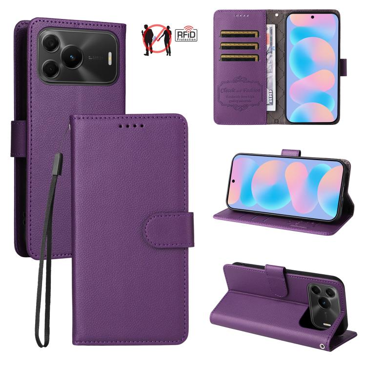 Litchi Texture RFID Blocking 3-Card Wallet Leather Phone Case, For Huawei nova 16 SE 5G, For Huawei nova 16, For Huawei Enjoy 90 Pro Max 5G, For Huawei Enjoy 90 / Enjoy 90 Plus 5G, For Huawei Enjoy 80 Plus, For Huawei nova 15 Pro / nova 15 Ultra       ...