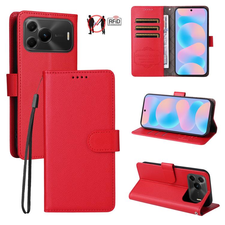 Litchi Texture RFID Blocking 3-Card Wallet Leather Phone Case, For Huawei nova 16 SE 5G, For Huawei nova 16, For Huawei Enjoy 90 Pro Max 5G, For Huawei Enjoy 90 / Enjoy 90 Plus 5G, For Huawei Enjoy 80 Plus, For Huawei nova 15 Pro / nova 15 Ultra       ...
