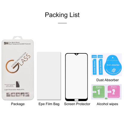 Tempered glass screen protector kit with screen protector, wipes, and dust absorber pads
