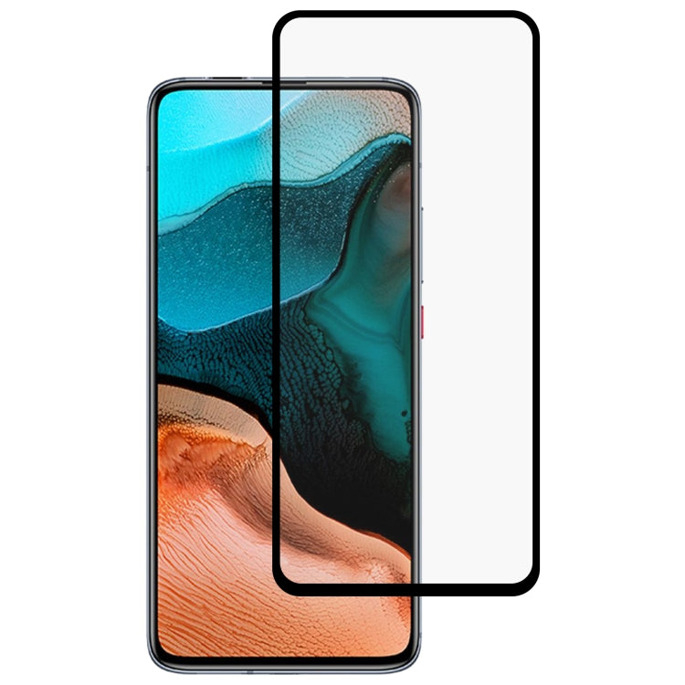 Full-glue tempered glass screen protector with black border, rounded edges, top cutout