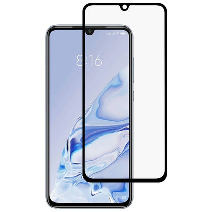 Full-glue tempered glass screen protector, black border, rounded edges, camera speaker cutout