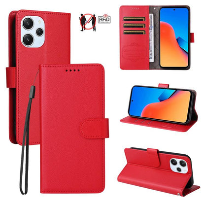Litchi Texture RFID Blocking 3-Card Wallet Leather Phone Case, For Redmi K70E, For Redmi Note 13 Pro 5G / Poco X6 5G, For Redmi Note 13 5G, For Redmi Note 13 Pro+ 5G, For Redmi 12 4G / 5G / Note 12R, For Redmi Note 12 Turbo / Poco F5                   ...