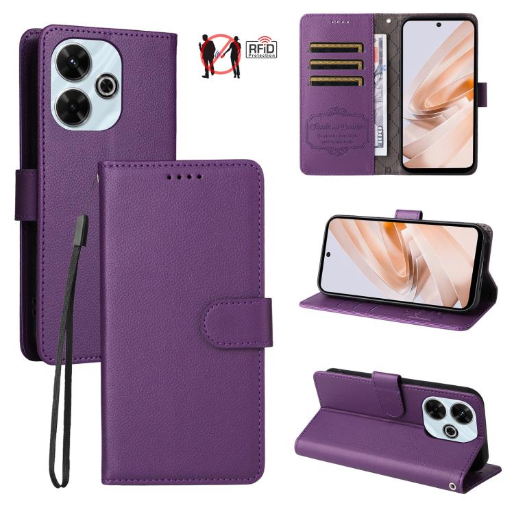 Litchi Texture RFID Blocking 3-Card Wallet Leather Phone Case, For Redmi Turbo 4 Pro 5G / Poco F7 5G, For Redmi A5 4G EU 173.3mm, For Redmi A5 4G Global 171.7mm, For Redmi Note 14S / 13 Pro 4G Global, For Redmi K80 Pro / Poco F7 Ultra                  ...