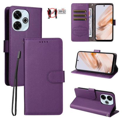 Litchi Texture RFID Blocking 3-Card Wallet Leather Phone Case, For Redmi Turbo 4 Pro 5G / Poco F7 5G, For Redmi A5 4G EU 173.3mm, For Redmi A5 4G Global 171.7mm, For Redmi Note 14S / 13 Pro 4G Global, For Redmi K80 Pro / Poco F7 Ultra                  ...