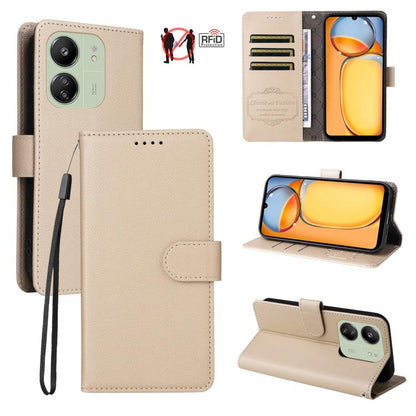 Litchi Texture RFID Blocking 3-Card Wallet Leather Phone Case, For Redmi Turbo 4 Pro 5G / Poco F7 5G, For Redmi A5 4G EU 173.3mm, For Redmi A5 4G Global 171.7mm, For Redmi Note 14S / 13 Pro 4G Global, For Redmi K80 Pro / Poco F7 Ultra                  ...