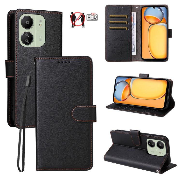 Litchi Texture RFID Blocking 3-Card Wallet Leather Phone Case, For Redmi Turbo 4 Pro 5G / Poco F7 5G, For Redmi A5 4G EU 173.3mm, For Redmi A5 4G Global 171.7mm, For Redmi Note 14S / 13 Pro 4G Global, For Redmi K80 Pro / Poco F7 Ultra                  ...