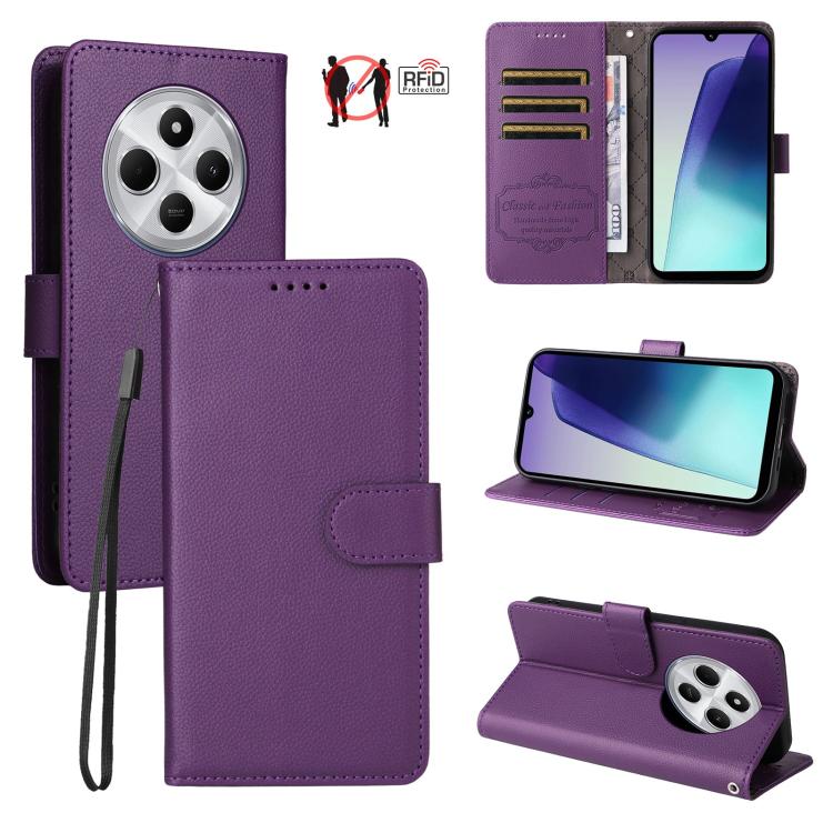 Litchi Texture RFID Blocking 3-Card Wallet Leather Phone Case, For Redmi Turbo 4 Pro 5G / Poco F7 5G, For Redmi A5 4G EU 173.3mm, For Redmi A5 4G Global 171.7mm, For Redmi Note 14S / 13 Pro 4G Global, For Redmi K80 Pro / Poco F7 Ultra                  ...