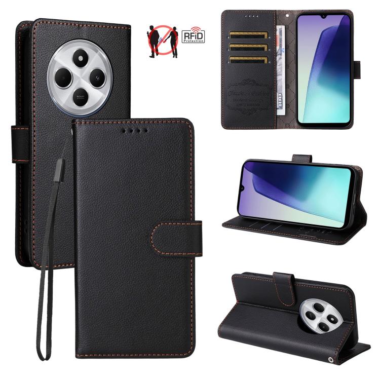 Litchi Texture RFID Blocking 3-Card Wallet Leather Phone Case, For Redmi Turbo 4 Pro 5G / Poco F7 5G, For Redmi A5 4G EU 173.3mm, For Redmi A5 4G Global 171.7mm, For Redmi Note 14S / 13 Pro 4G Global, For Redmi K80 Pro / Poco F7 Ultra                  ...