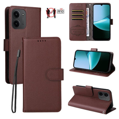 Litchi Texture RFID Blocking 3-Card Wallet Leather Phone Case, For Redmi Note 17 5G / 4G Global 169.7mm, For Redmi 17C 5G, For Redmi Note 17 Pro+ 5G Global 163.4mm, For Redmi 17 5G / 4G Global 170mm, For Redmi K90 Max 5G / K90 Ultra 5G, For Redmi 15a 5...