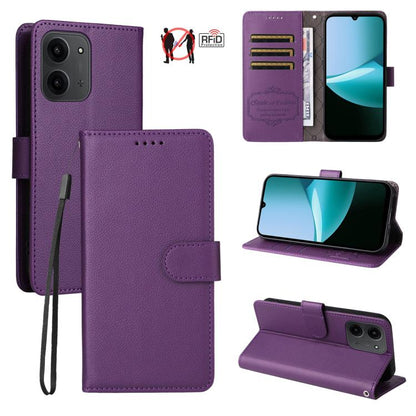 Litchi Texture RFID Blocking 3-Card Wallet Leather Phone Case, For Redmi Note 17 5G / 4G Global 169.7mm, For Redmi 17C 5G, For Redmi Note 17 Pro+ 5G Global 163.4mm, For Redmi 17 5G / 4G Global 170mm, For Redmi K90 Max 5G / K90 Ultra 5G, For Redmi 15a 5...