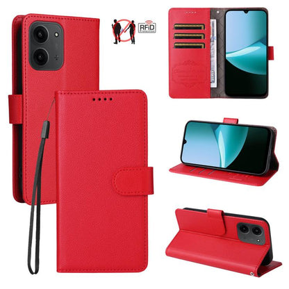 Litchi Texture RFID Blocking 3-Card Wallet Leather Phone Case, For Redmi Note 17 5G / 4G Global 169.7mm, For Redmi 17C 5G, For Redmi Note 17 Pro+ 5G Global 163.4mm, For Redmi 17 5G / 4G Global 170mm, For Redmi K90 Max 5G / K90 Ultra 5G, For Redmi 15a 5...