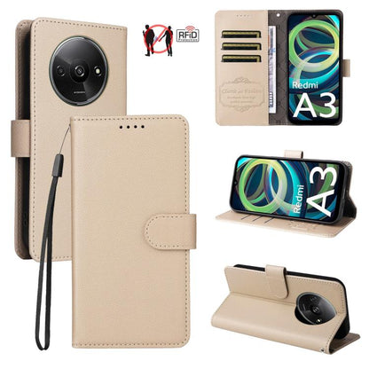 Litchi Texture RFID Blocking 3-Card Wallet Leather Phone Case, For Redmi Turbo 4 Pro 5G / Poco F7 5G, For Redmi A5 4G EU 173.3mm, For Redmi A5 4G Global 171.7mm, For Redmi Note 14S / 13 Pro 4G Global, For Redmi K80 Pro / Poco F7 Ultra                  ...
