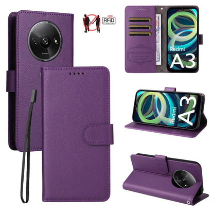 Litchi Texture RFID Blocking 3-Card Wallet Leather Phone Case, For Redmi Turbo 4 Pro 5G / Poco F7 5G, For Redmi A5 4G EU 173.3mm, For Redmi A5 4G Global 171.7mm, For Redmi Note 14S / 13 Pro 4G Global, For Redmi K80 Pro / Poco F7 Ultra                  ...