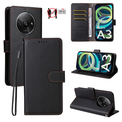 Litchi Texture RFID Blocking 3-Card Wallet Leather Phone Case, For Redmi Turbo 4 Pro 5G / Poco F7 5G, For Redmi A5 4G EU 173.3mm, For Redmi A5 4G Global 171.7mm, For Redmi Note 14S / 13 Pro 4G Global, For Redmi K80 Pro / Poco F7 Ultra                  ...
