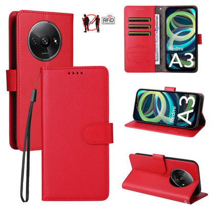 Litchi Texture RFID Blocking 3-Card Wallet Leather Phone Case, For Redmi Turbo 4 Pro 5G / Poco F7 5G, For Redmi A5 4G EU 173.3mm, For Redmi A5 4G Global 171.7mm, For Redmi Note 14S / 13 Pro 4G Global, For Redmi K80 Pro / Poco F7 Ultra                  ...