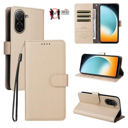 Litchi Texture RFID Blocking 3-Card Wallet Leather Phone Case, For Redmi Turbo 4 Pro 5G / Poco F7 5G, For Redmi A5 4G EU 173.3mm, For Redmi A5 4G Global 171.7mm, For Redmi Note 14S / 13 Pro 4G Global, For Redmi K80 Pro / Poco F7 Ultra                  ...