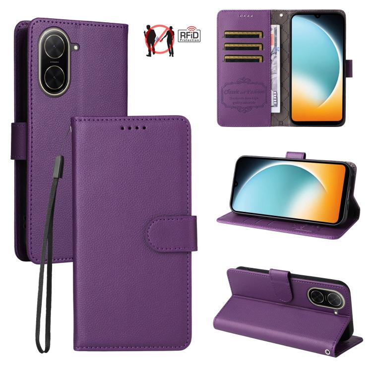 Litchi Texture RFID Blocking 3-Card Wallet Leather Phone Case, For Redmi Turbo 4 Pro 5G / Poco F7 5G, For Redmi A5 4G EU 173.3mm, For Redmi A5 4G Global 171.7mm, For Redmi Note 14S / 13 Pro 4G Global, For Redmi K80 Pro / Poco F7 Ultra                  ...