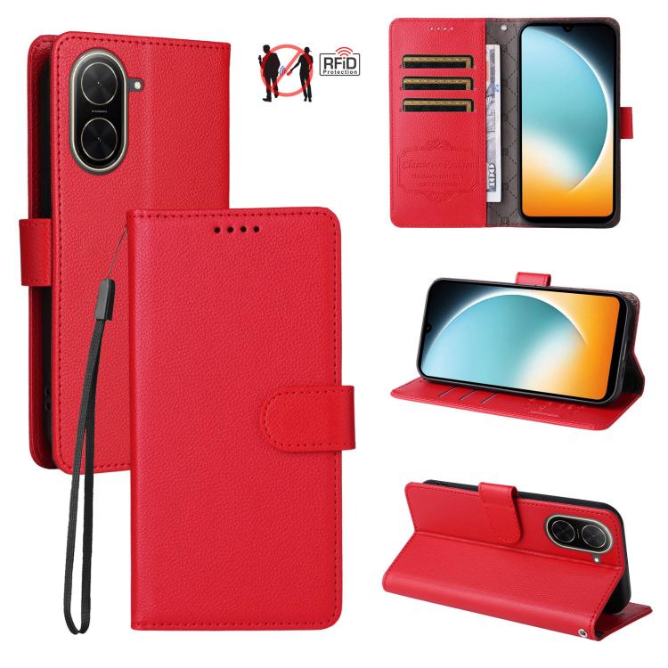 Litchi Texture RFID Blocking 3-Card Wallet Leather Phone Case, For Redmi Turbo 4 Pro 5G / Poco F7 5G, For Redmi A5 4G EU 173.3mm, For Redmi A5 4G Global 171.7mm, For Redmi Note 14S / 13 Pro 4G Global, For Redmi K80 Pro / Poco F7 Ultra                  ...