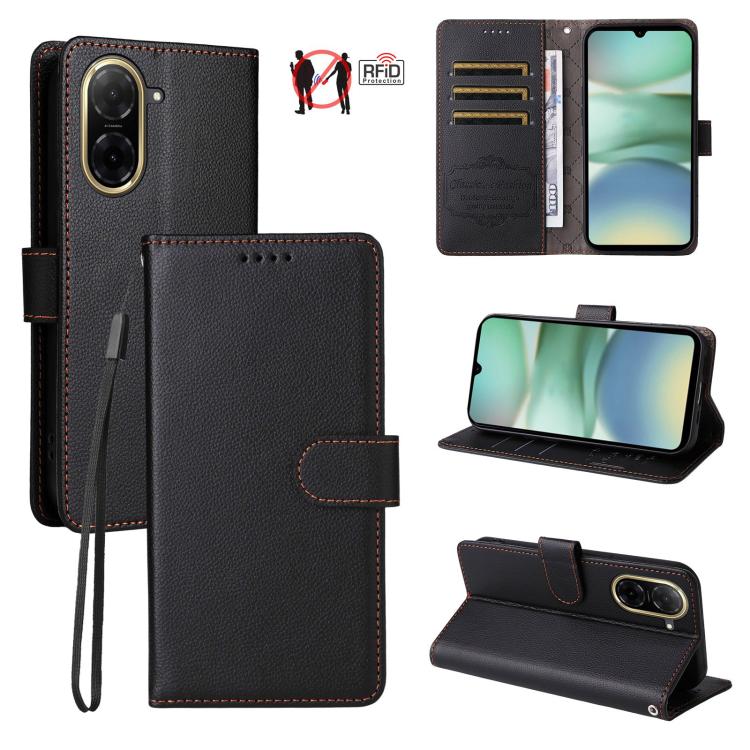 Litchi Texture RFID Blocking 3-Card Wallet Leather Phone Case, For Redmi Turbo 4 Pro 5G / Poco F7 5G, For Redmi A5 4G EU 173.3mm, For Redmi A5 4G Global 171.7mm, For Redmi Note 14S / 13 Pro 4G Global, For Redmi K80 Pro / Poco F7 Ultra                  ...