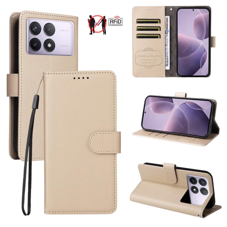 Litchi Texture RFID Blocking 3-Card Wallet Leather Phone Case, For Redmi Turbo 4 Pro 5G / Poco F7 5G, For Redmi A5 4G EU 173.3mm, For Redmi A5 4G Global 171.7mm, For Redmi Note 14S / 13 Pro 4G Global, For Redmi K80 Pro / Poco F7 Ultra                  ...