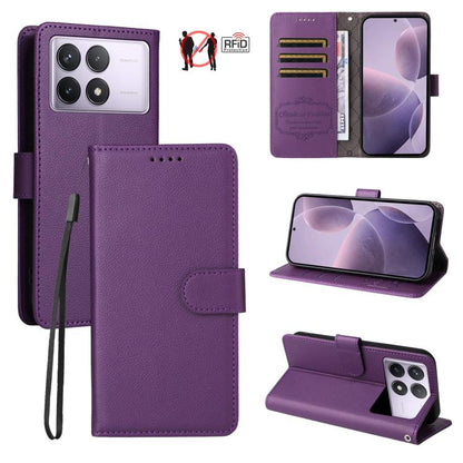 Litchi Texture RFID Blocking 3-Card Wallet Leather Phone Case, For Redmi Turbo 4 Pro 5G / Poco F7 5G, For Redmi A5 4G EU 173.3mm, For Redmi A5 4G Global 171.7mm, For Redmi Note 14S / 13 Pro 4G Global, For Redmi K80 Pro / Poco F7 Ultra                  ...