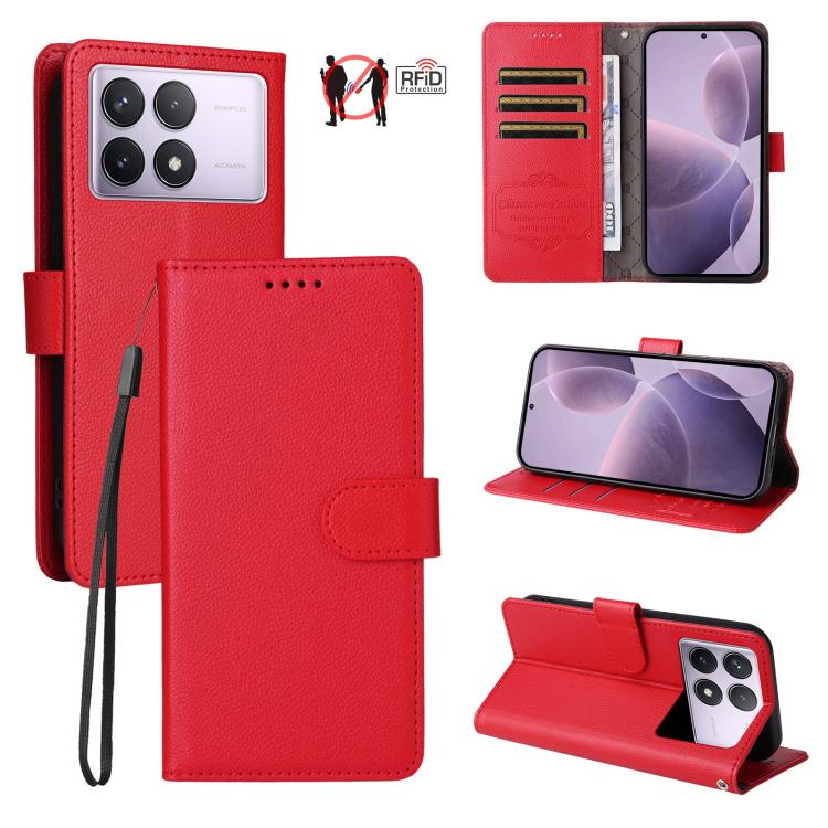 Litchi Texture RFID Blocking 3-Card Wallet Leather Phone Case, For Redmi Turbo 4 Pro 5G / Poco F7 5G, For Redmi A5 4G EU 173.3mm, For Redmi A5 4G Global 171.7mm, For Redmi Note 14S / 13 Pro 4G Global, For Redmi K80 Pro / Poco F7 Ultra                  ...