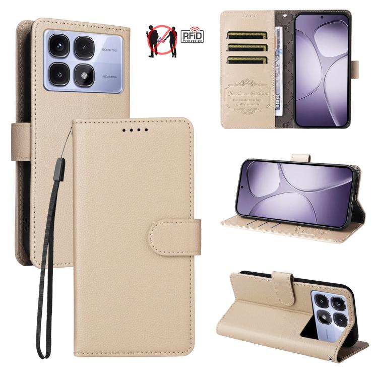 Litchi Texture RFID Blocking 3-Card Wallet Leather Phone Case, For Redmi Turbo 4 Pro 5G / Poco F7 5G, For Redmi A5 4G EU 173.3mm, For Redmi A5 4G Global 171.7mm, For Redmi Note 14S / 13 Pro 4G Global, For Redmi K80 Pro / Poco F7 Ultra                  ...