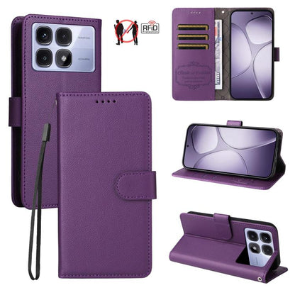 Litchi Texture RFID Blocking 3-Card Wallet Leather Phone Case, For Redmi Turbo 4 Pro 5G / Poco F7 5G, For Redmi A5 4G EU 173.3mm, For Redmi A5 4G Global 171.7mm, For Redmi Note 14S / 13 Pro 4G Global, For Redmi K80 Pro / Poco F7 Ultra                  ...