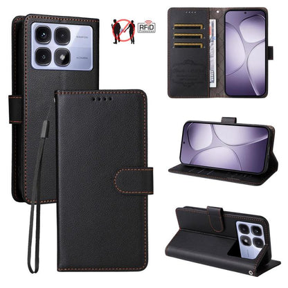 Litchi Texture RFID Blocking 3-Card Wallet Leather Phone Case, For Redmi Turbo 4 Pro 5G / Poco F7 5G, For Redmi A5 4G EU 173.3mm, For Redmi A5 4G Global 171.7mm, For Redmi Note 14S / 13 Pro 4G Global, For Redmi K80 Pro / Poco F7 Ultra                  ...