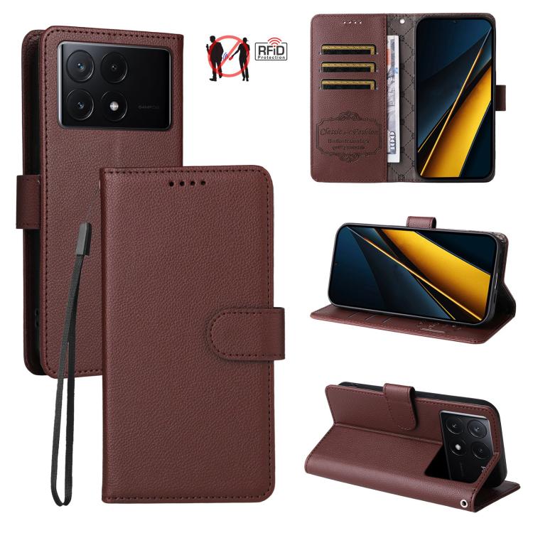 Litchi Texture RFID Blocking 3-Card Wallet Leather Phone Case, For Redmi K70E, For Redmi Note 13 Pro 5G / Poco X6 5G, For Redmi Note 13 5G, For Redmi Note 13 Pro+ 5G, For Redmi 12 4G / 5G / Note 12R, For Redmi Note 12 Turbo / Poco F5                   ...