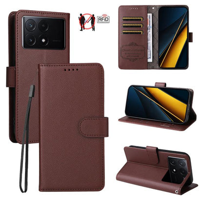 Litchi Texture RFID Blocking 3-Card Wallet Leather Phone Case, For Redmi K70E, For Redmi Note 13 Pro 5G / Poco X6 5G, For Redmi Note 13 5G, For Redmi Note 13 Pro+ 5G, For Redmi 12 4G / 5G / Note 12R, For Redmi Note 12 Turbo / Poco F5                   ...
