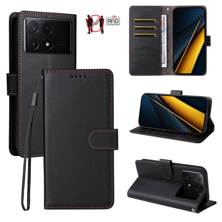 Litchi Texture RFID Blocking 3-Card Wallet Leather Phone Case, For Redmi K70E, For Redmi Note 13 Pro 5G / Poco X6 5G, For Redmi Note 13 5G, For Redmi Note 13 Pro+ 5G, For Redmi 12 4G / 5G / Note 12R, For Redmi Note 12 Turbo / Poco F5                   ...