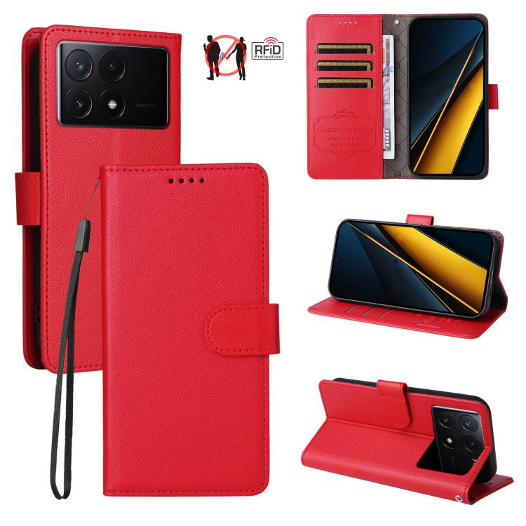 Litchi Texture RFID Blocking 3-Card Wallet Leather Phone Case, For Redmi K70E, For Redmi Note 13 Pro 5G / Poco X6 5G, For Redmi Note 13 5G, For Redmi Note 13 Pro+ 5G, For Redmi 12 4G / 5G / Note 12R, For Redmi Note 12 Turbo / Poco F5                   ...