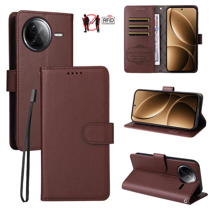 Litchi Texture RFID Blocking 3-Card Wallet Leather Phone Case, For Redmi Turbo 4 Pro 5G / Poco F7 5G, For Redmi A5 4G EU 173.3mm, For Redmi A5 4G Global 171.7mm, For Redmi Note 14S / 13 Pro 4G Global, For Redmi K80 Pro / Poco F7 Ultra                  ...
