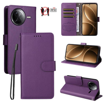 Litchi Texture RFID Blocking 3-Card Wallet Leather Phone Case, For Redmi Turbo 4 Pro 5G / Poco F7 5G, For Redmi A5 4G EU 173.3mm, For Redmi A5 4G Global 171.7mm, For Redmi Note 14S / 13 Pro 4G Global, For Redmi K80 Pro / Poco F7 Ultra                  ...