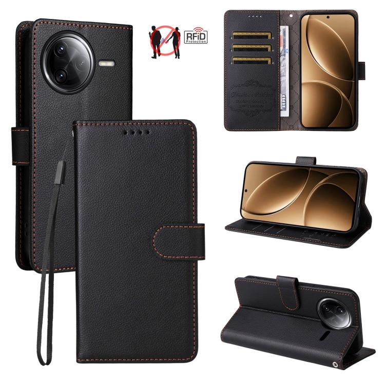 Litchi Texture RFID Blocking 3-Card Wallet Leather Phone Case, For Redmi Turbo 4 Pro 5G / Poco F7 5G, For Redmi A5 4G EU 173.3mm, For Redmi A5 4G Global 171.7mm, For Redmi Note 14S / 13 Pro 4G Global, For Redmi K80 Pro / Poco F7 Ultra                  ...