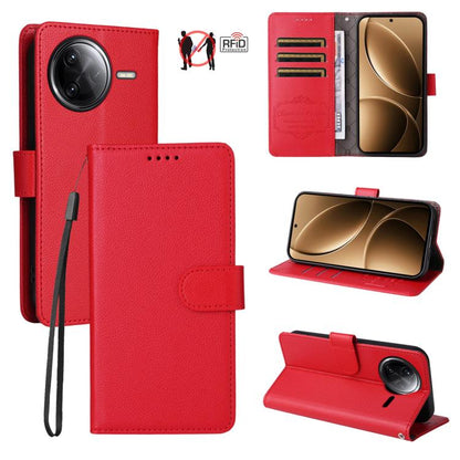 Litchi Texture RFID Blocking 3-Card Wallet Leather Phone Case, For Redmi Turbo 4 Pro 5G / Poco F7 5G, For Redmi A5 4G EU 173.3mm, For Redmi A5 4G Global 171.7mm, For Redmi Note 14S / 13 Pro 4G Global, For Redmi K80 Pro / Poco F7 Ultra                  ...