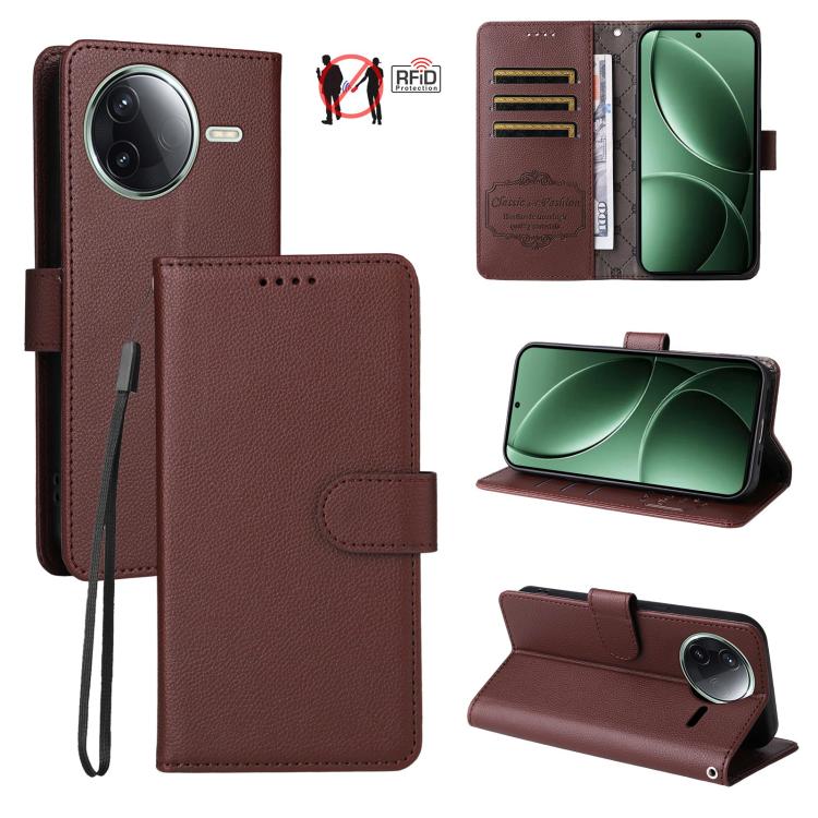Litchi Texture RFID Blocking 3-Card Wallet Leather Phone Case, For Redmi Turbo 4 Pro 5G / Poco F7 5G, For Redmi A5 4G EU 173.3mm, For Redmi A5 4G Global 171.7mm, For Redmi Note 14S / 13 Pro 4G Global, For Redmi K80 Pro / Poco F7 Ultra                  ...