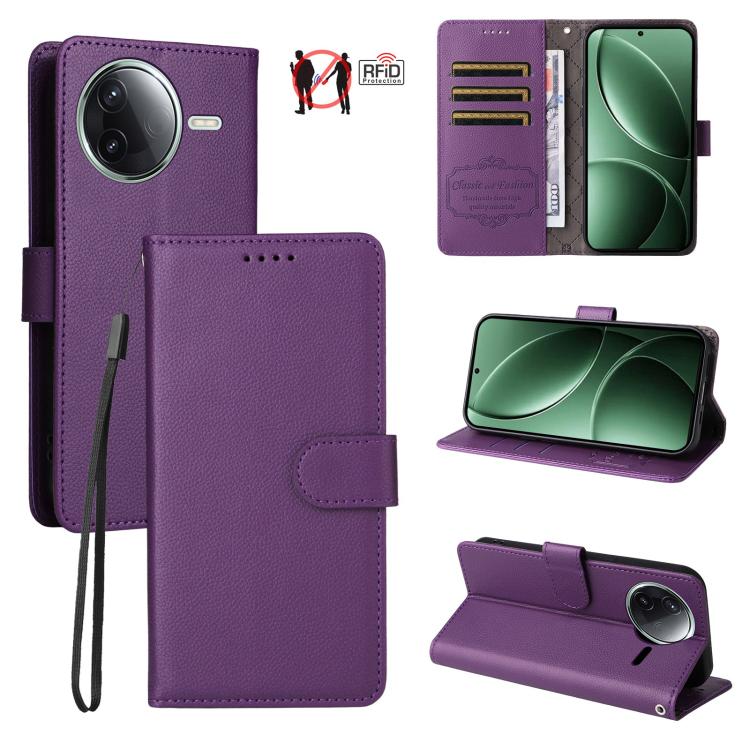 Litchi Texture RFID Blocking 3-Card Wallet Leather Phone Case, For Redmi Turbo 4 Pro 5G / Poco F7 5G, For Redmi A5 4G EU 173.3mm, For Redmi A5 4G Global 171.7mm, For Redmi Note 14S / 13 Pro 4G Global, For Redmi K80 Pro / Poco F7 Ultra                  ...