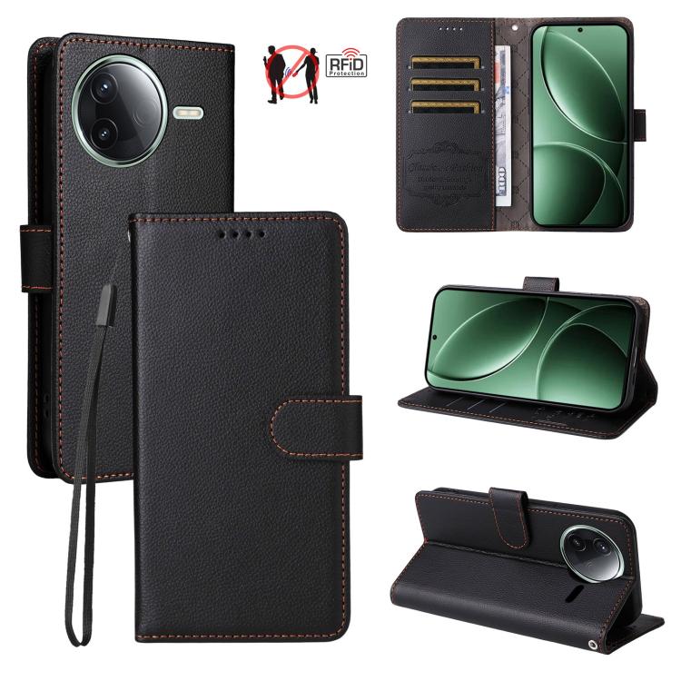 Litchi Texture RFID Blocking 3-Card Wallet Leather Phone Case, For Redmi Turbo 4 Pro 5G / Poco F7 5G, For Redmi A5 4G EU 173.3mm, For Redmi A5 4G Global 171.7mm, For Redmi Note 14S / 13 Pro 4G Global, For Redmi K80 Pro / Poco F7 Ultra                  ...