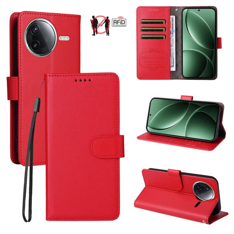 Litchi Texture RFID Blocking 3-Card Wallet Leather Phone Case, For Redmi Turbo 4 Pro 5G / Poco F7 5G, For Redmi A5 4G EU 173.3mm, For Redmi A5 4G Global 171.7mm, For Redmi Note 14S / 13 Pro 4G Global, For Redmi K80 Pro / Poco F7 Ultra                  ...