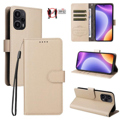 Litchi Texture RFID Blocking 3-Card Wallet Leather Phone Case, For Redmi K70E, For Redmi Note 13 Pro 5G / Poco X6 5G, For Redmi Note 13 5G, For Redmi Note 13 Pro+ 5G, For Redmi 12 4G / 5G / Note 12R, For Redmi Note 12 Turbo / Poco F5                   ...