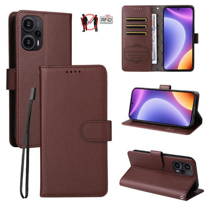 Litchi Texture RFID Blocking 3-Card Wallet Leather Phone Case, For Redmi K70E, For Redmi Note 13 Pro 5G / Poco X6 5G, For Redmi Note 13 5G, For Redmi Note 13 Pro+ 5G, For Redmi 12 4G / 5G / Note 12R, For Redmi Note 12 Turbo / Poco F5                   ...