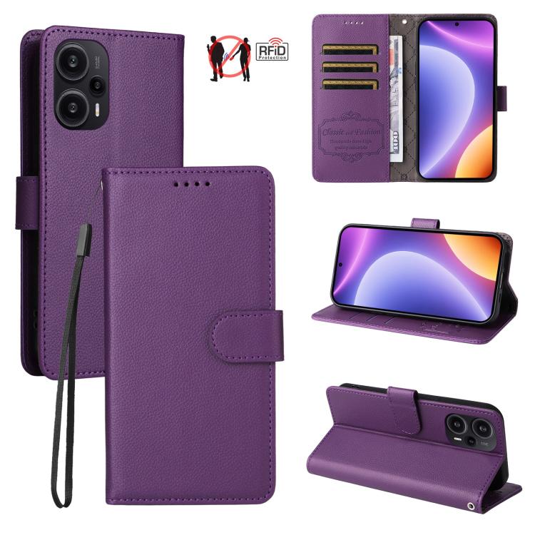 Litchi Texture RFID Blocking 3-Card Wallet Leather Phone Case, For Redmi K70E, For Redmi Note 13 Pro 5G / Poco X6 5G, For Redmi Note 13 5G, For Redmi Note 13 Pro+ 5G, For Redmi 12 4G / 5G / Note 12R, For Redmi Note 12 Turbo / Poco F5                   ...
