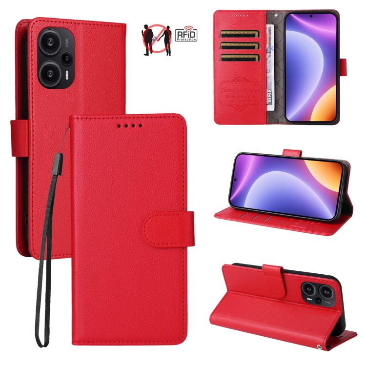 Litchi Texture RFID Blocking 3-Card Wallet Leather Phone Case, For Redmi K70E, For Redmi Note 13 Pro 5G / Poco X6 5G, For Redmi Note 13 5G, For Redmi Note 13 Pro+ 5G, For Redmi 12 4G / 5G / Note 12R, For Redmi Note 12 Turbo / Poco F5                   ...